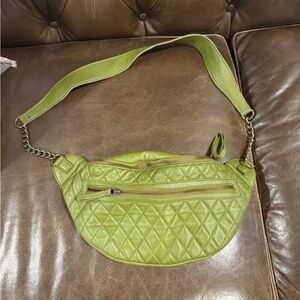 Green Quilted Leather Crossbody Bag